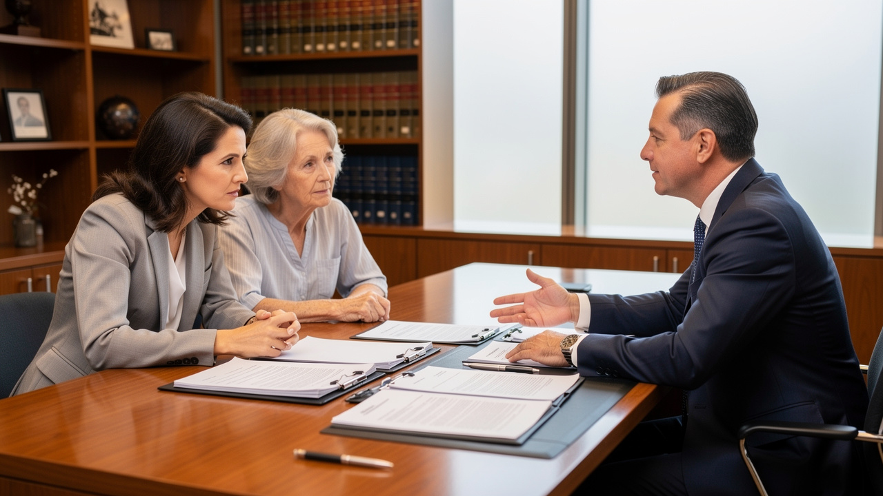 Family meeting with elder law attorney in office