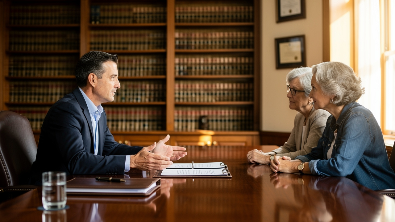 Attorney consulting with couple on Illinois estate planning strategies