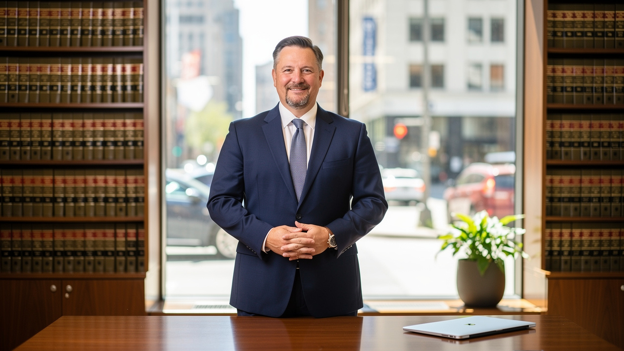 Illinois elder law attorney standing in modern law office